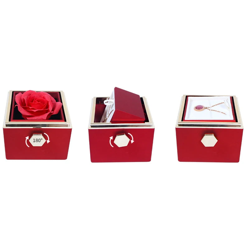 Coffret avec rose éternelle contenant un collier à projection de photos